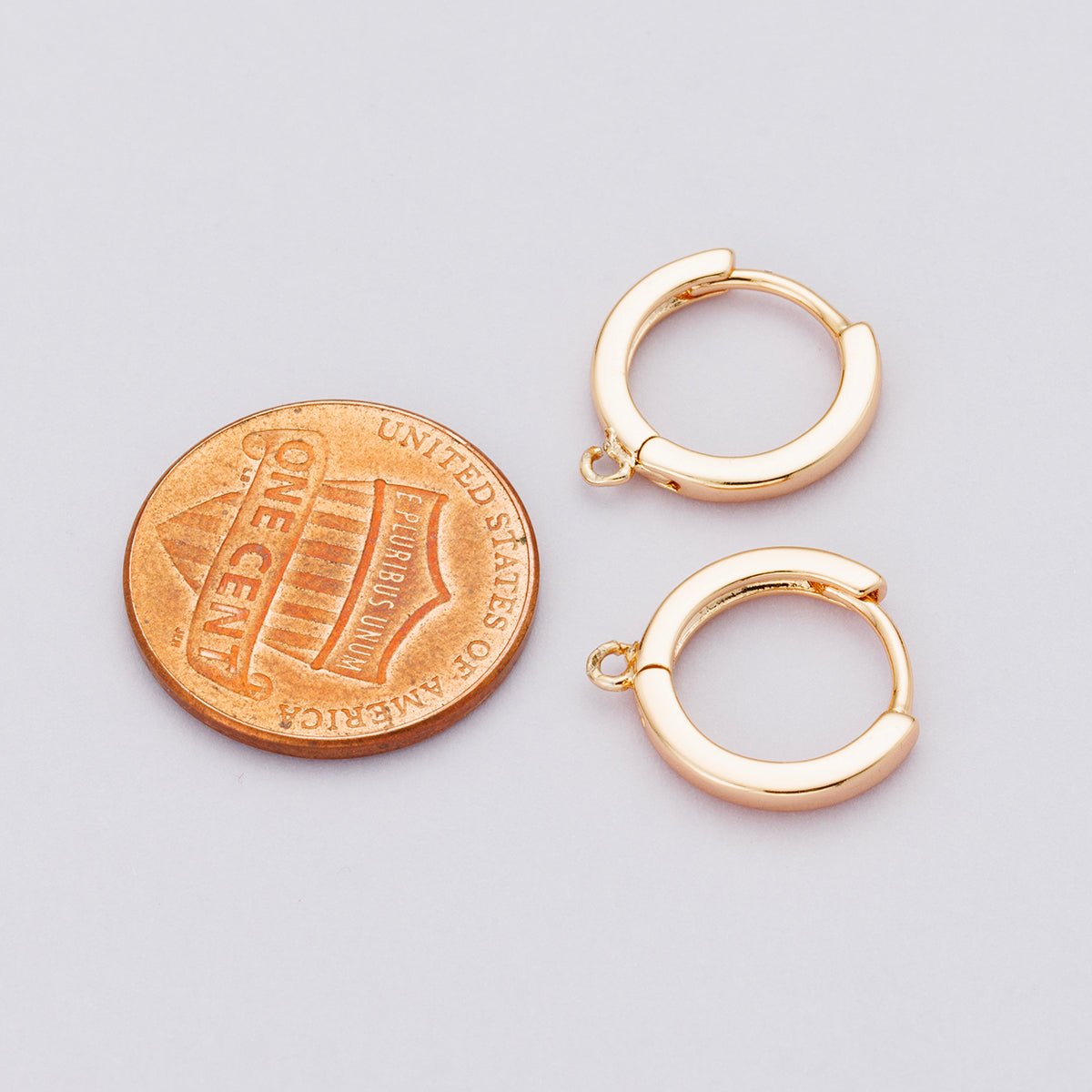 Rose Gold Filled 13.5mm Minimalist Open Loop Drop Huggie Earrings | Findings-00092