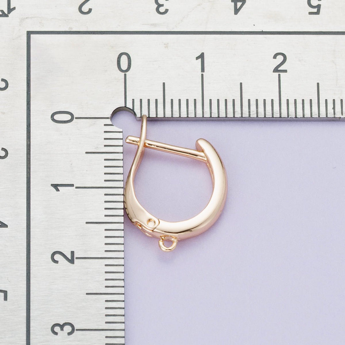 Rose Gold Filled 19.5mm Minimalist Open Loop English Lock Hoop Earrings | Findings-00084