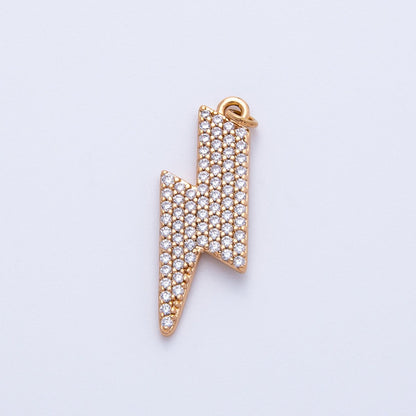 Rose Gold Filled 22mm Micro Paved CZ Lightning Bolt Charm | Charms-00388 Charms-00389