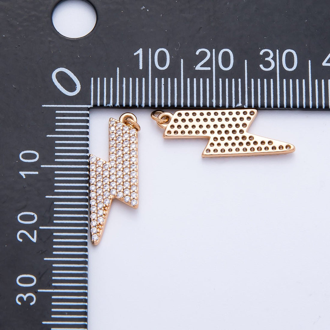 Rose Gold Filled 22mm Micro Paved CZ Lightning Bolt Charm | Charms-00388 Charms-00389