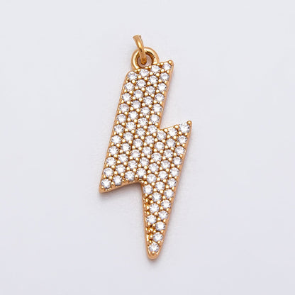Rose Gold Filled 22mm Micro Paved CZ Lightning Bolt Charm | Charms-00388 Charms-00389
