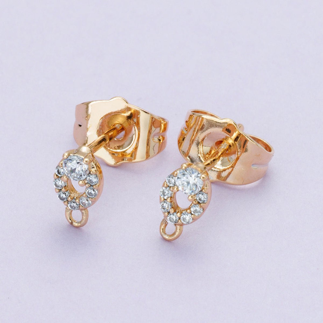 Rose Gold Filled 7mm Gradient Micro Paved CZ Open Oval Drop Stud Earrings | Findings-00091