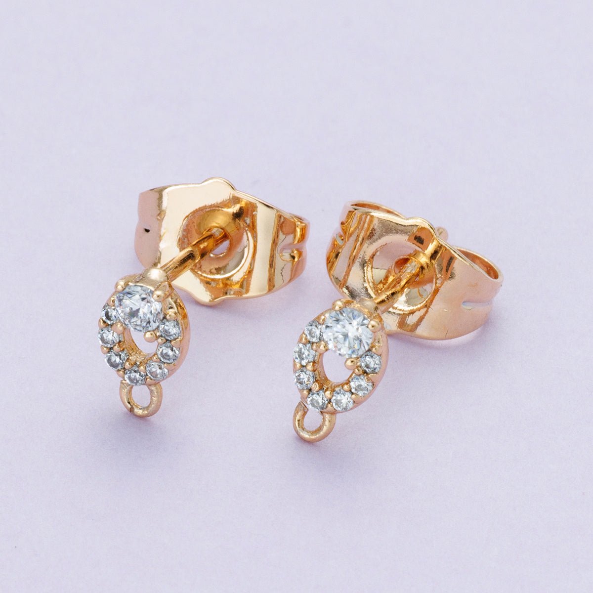 Rose Gold Filled 7mm Gradient Micro Paved CZ Open Oval Drop Stud Earrings | Findings-00091