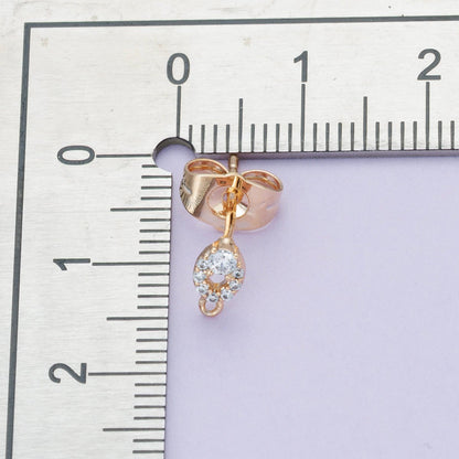 Rose Gold Filled 7mm Gradient Micro Paved CZ Open Oval Drop Stud Earrings | Findings-00091
