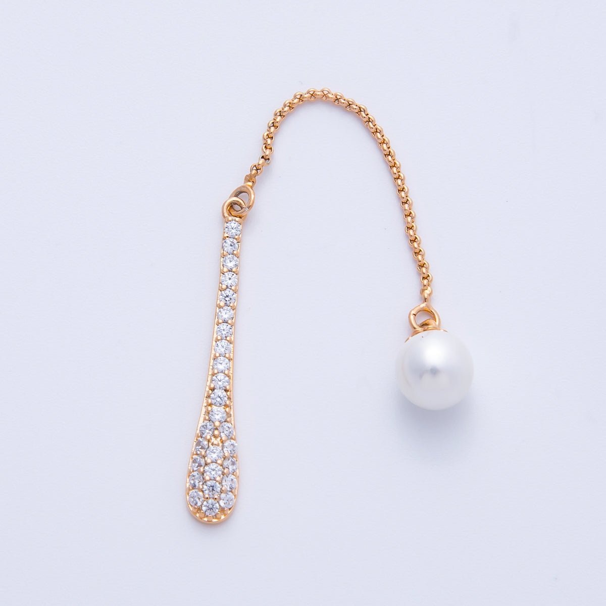 Rose Gold Filled 8mm Shell Pearl Micro Paved CZ Baseball Bat Ball Findings | Findings-00051