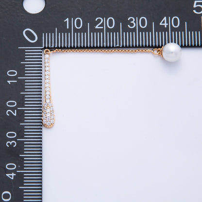 Rose Gold Filled 8mm Shell Pearl Micro Paved CZ Baseball Bat Ball Findings | Findings-00051