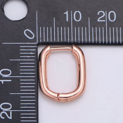 Rose Gold huggie Hoop Earrings - U-shaped hoops - Silver hinged snap closure Black Hoop Q-442 - Q-444
