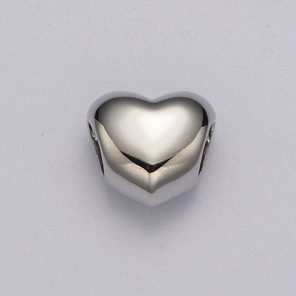 Rose Gold / Silver / Black Heart Spacer Beads, Heart Shape Spacer Charms Big Hole Bead High Quality Beads B-182