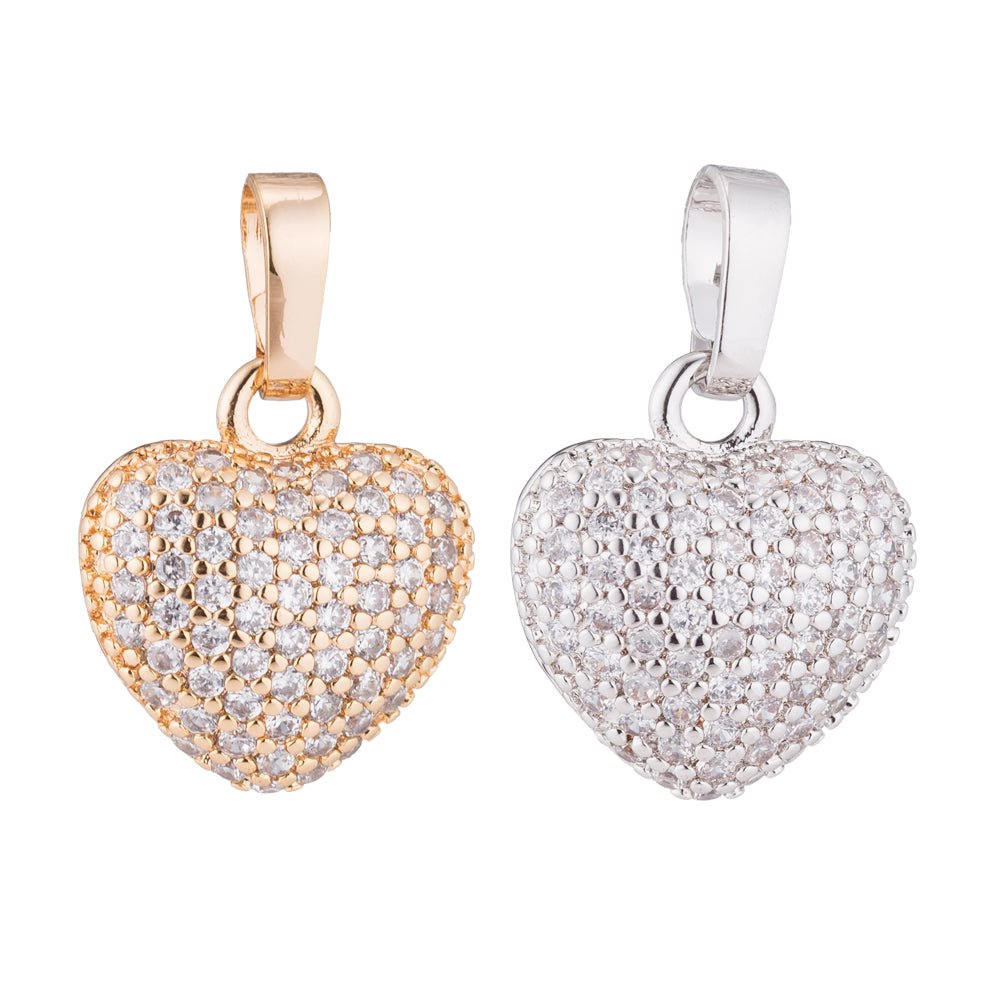 Rose Gold/White Gold/Gold Heart, Love, Family, Memory, Dangle, Romantic, Women Cubic Zirconia Necklace PENDANT Charm Bead Bails Finding For Jewelry Making H-338