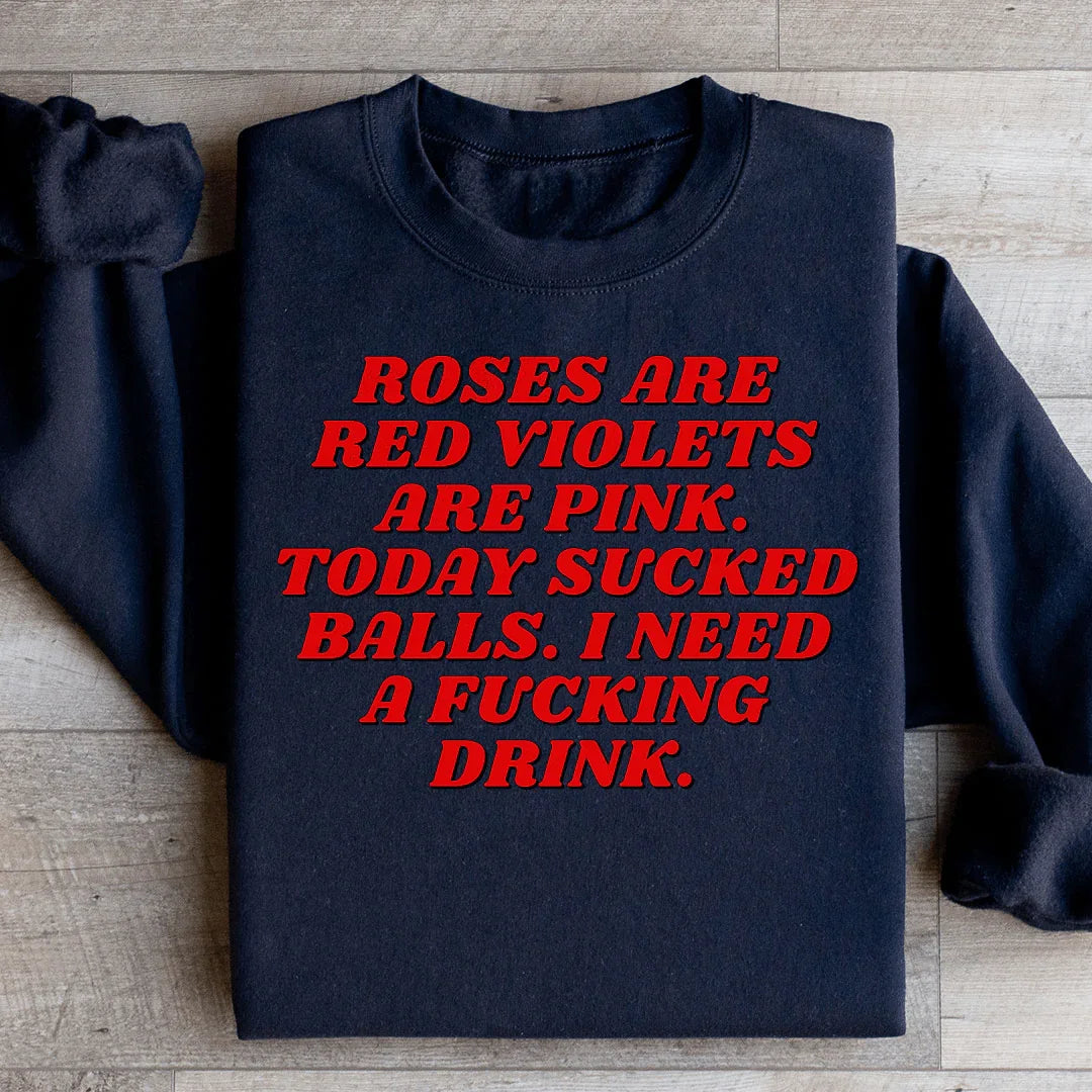 Relatable Bad Day Humor Graphic Fleece Pullover – "Today Sucked Balls"