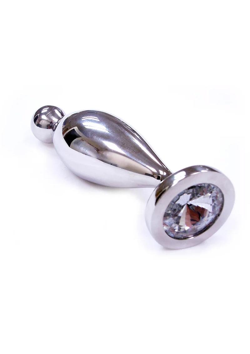 Rouge Fish Tail Stainless Steel Anal Plug Clear Jewel