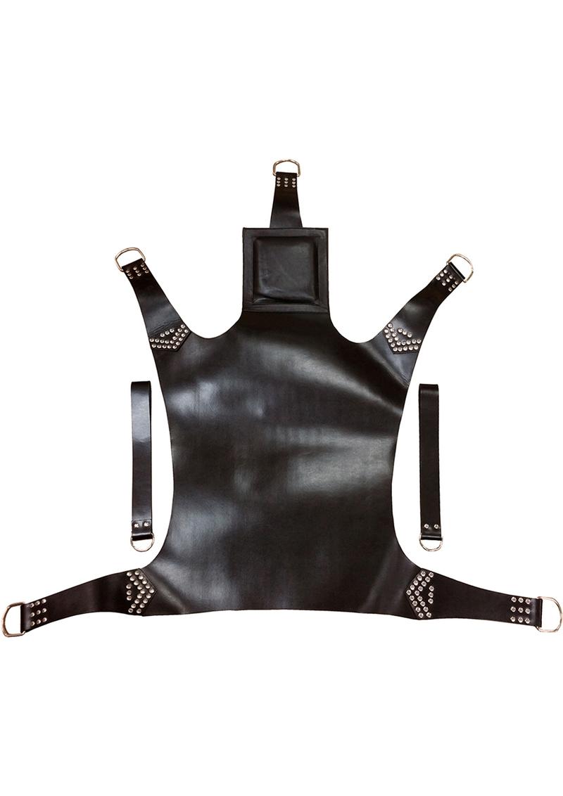 Rouge Black Leather Sling with Cushion And Foot Loops Bondage Play