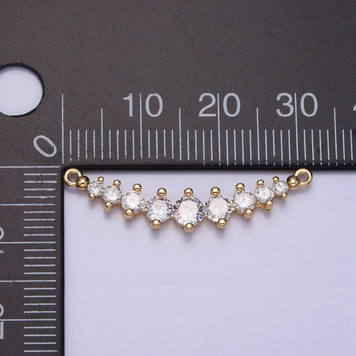 Round Clear CZ V-Lined Connector Link in Gold &amp; Silver | Y-848