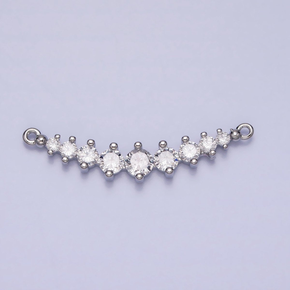 Round Clear CZ V-Lined Connector Link in Gold &amp; Silver | Y-848