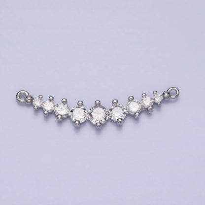 Round Clear CZ V-Lined Connector Link in Gold &amp; Silver | Y-848