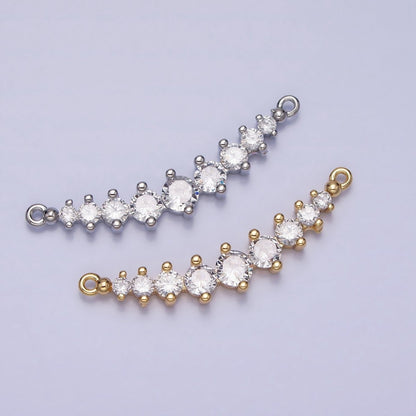 Round Clear CZ V-Lined Connector Link in Gold &amp; Silver | Y-848