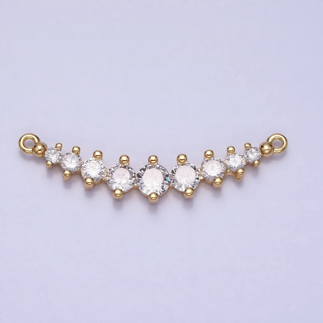 Round Clear CZ V-Lined Connector Link in Gold &amp; Silver | Y-848