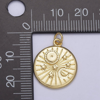 Round Celestial Galaxy Star Moon Planet Space Charm | C695