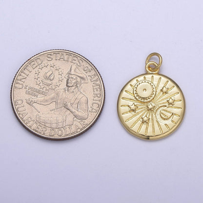 Round Celestial Galaxy Star Moon Planet Space Charm | C695