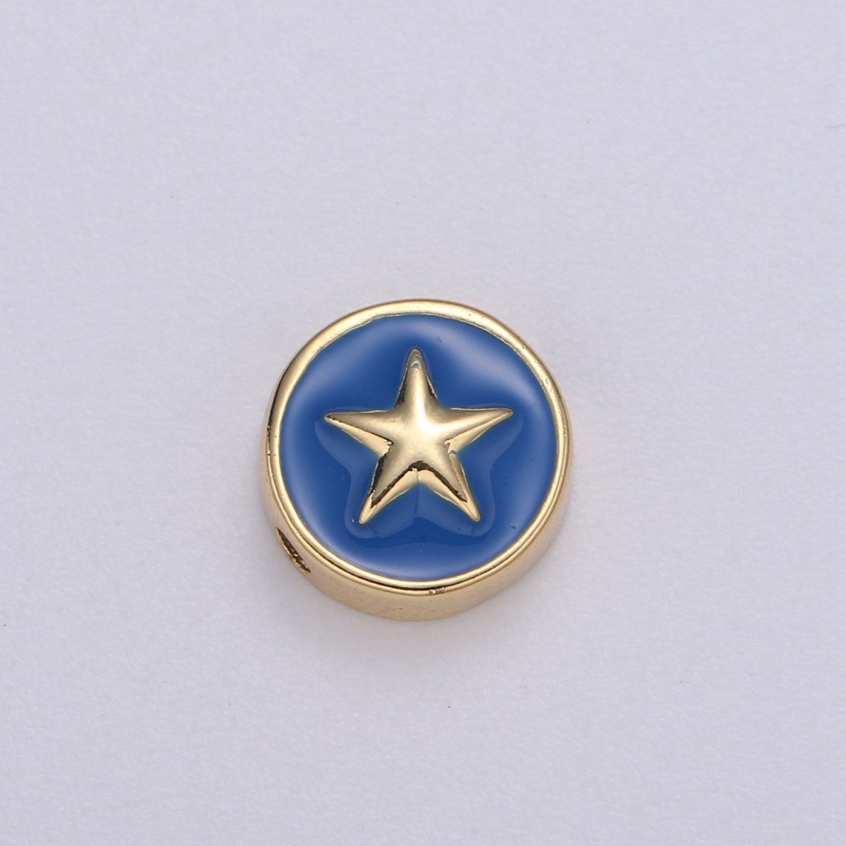 Round Enamel Tiny Gold Star - 24k Gold filled Round Beads - 10mm beads for bracelet making supply Celestial Jewelry making B-471 to B-475