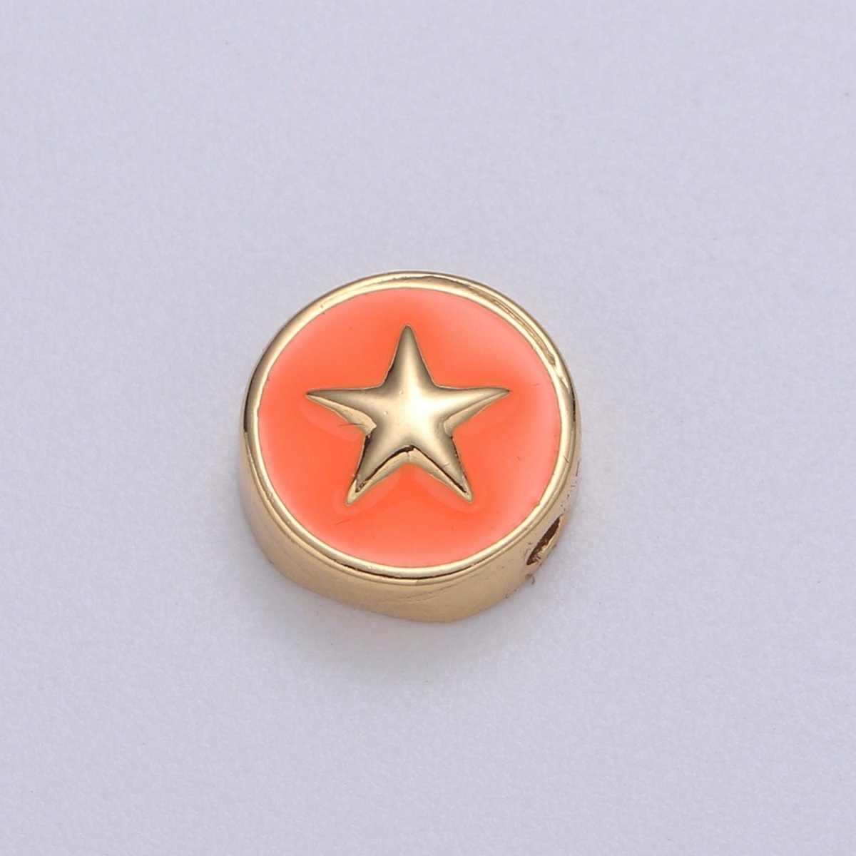 Round Enamel Tiny Gold Star - 24k Gold filled Round Beads - 10mm beads for bracelet making supply Celestial Jewelry making B-471 to B-475