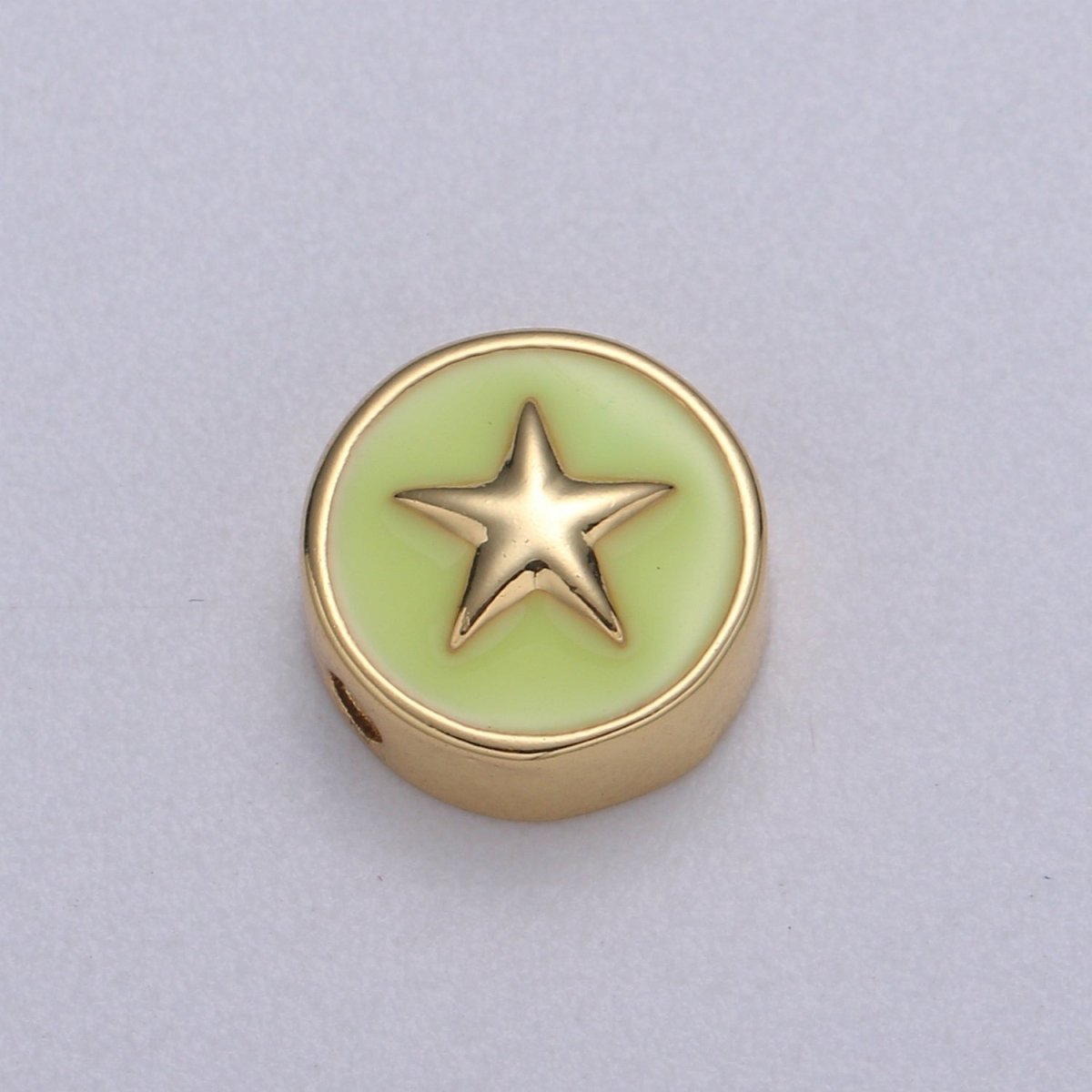 Round Enamel Tiny Gold Star - 24k Gold filled Round Beads - 10mm beads for bracelet making supply Celestial Jewelry making B-471 to B-475