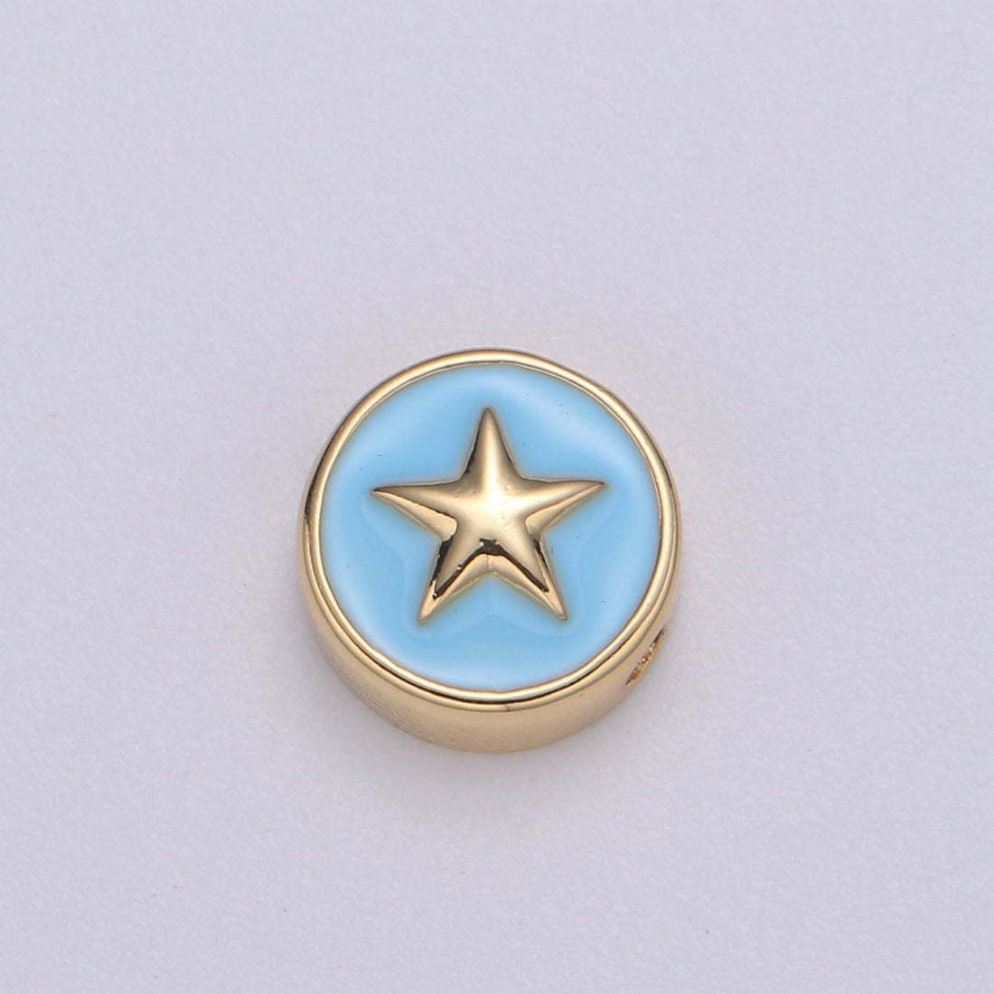Round Enamel Tiny Gold Star - 24k Gold filled Round Beads - 10mm beads for bracelet making supply Celestial Jewelry making B-471 to B-475