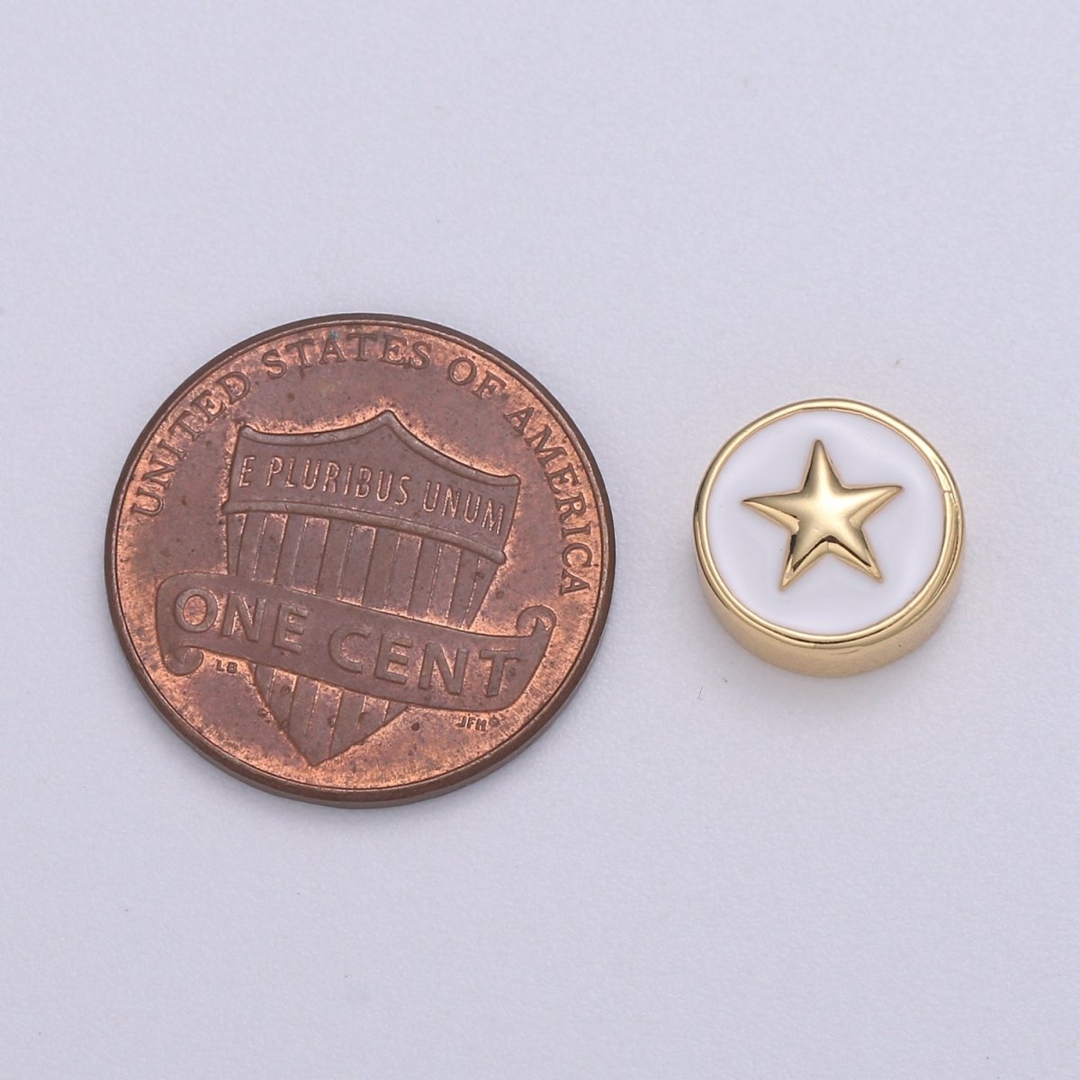 Round Enamel Tiny Gold Star - 24k Gold filled Round Beads - 10mm beads for bracelet making supply Celestial Jewelry making B-471 to B-475