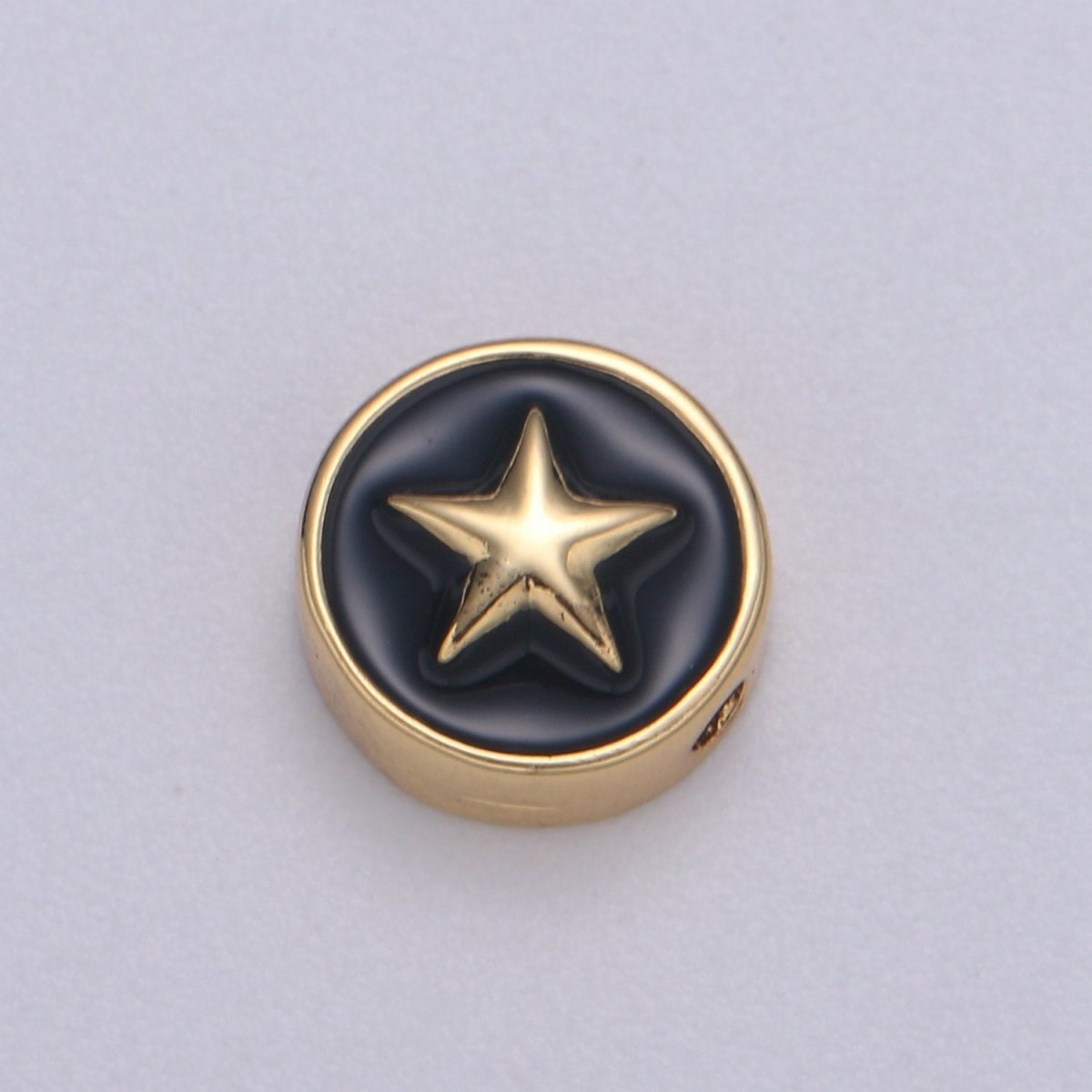 Round Enamel Tiny Gold Star - 24k Gold filled Round Beads - 10mm beads for bracelet making supply Celestial Jewelry making B-471 to B-475