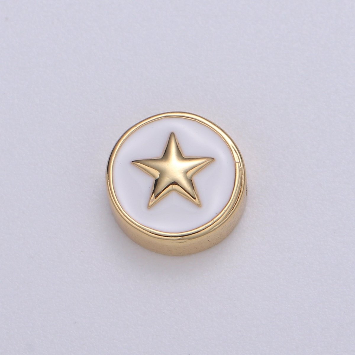 Round Enamel Tiny Gold Star - 24k Gold filled Round Beads - 10mm beads for bracelet making supply Celestial Jewelry making B-471 to B-475