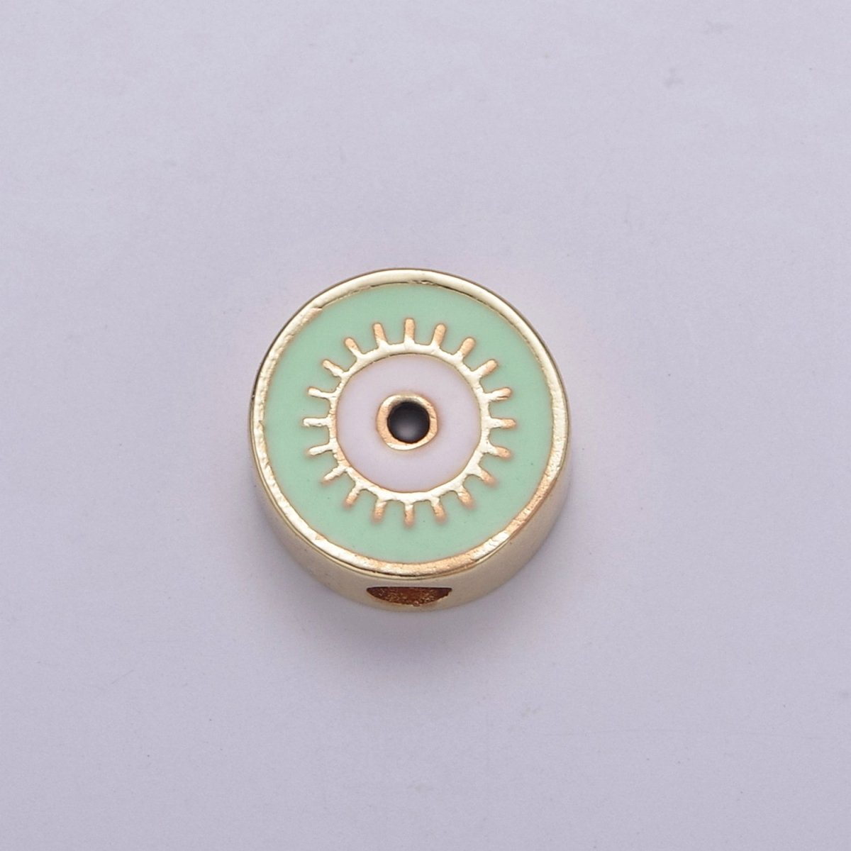 Round Evil Eye Bead, 10mm Evil Eye Beads, Side Drilled Black, Blue, Pink, Green, White Enamel B-763 B-764