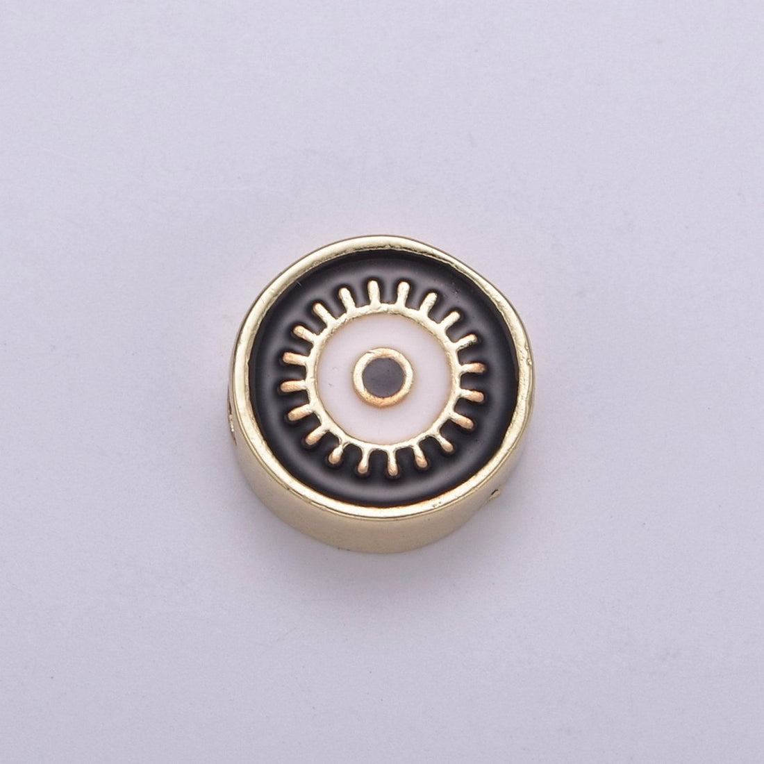 Round Evil Eye Bead, 10mm Evil Eye Beads, Side Drilled Black, Blue, Pink, Green, White Enamel B-763 B-764