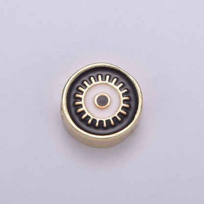 Round Evil Eye Bead, 10mm Evil Eye Beads, Side Drilled Black, Blue, Pink, Green, White Enamel B-763 B-764