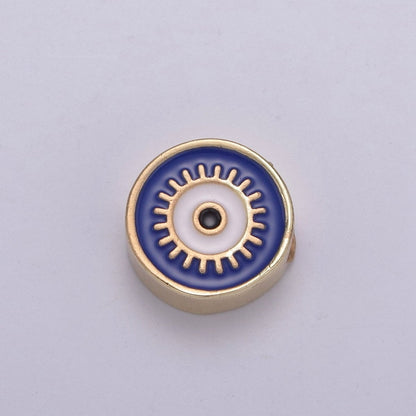 Round Evil Eye Bead, 10mm Evil Eye Beads, Side Drilled Black, Blue, Pink, Green, White Enamel B-763 B-764
