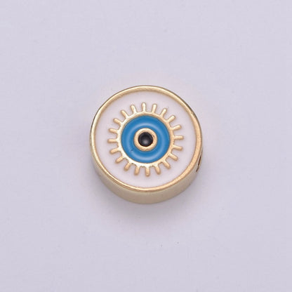 Round Evil Eye Bead, 10mm Evil Eye Beads, Side Drilled Black, Blue, Pink, Green, White Enamel B-763 B-764
