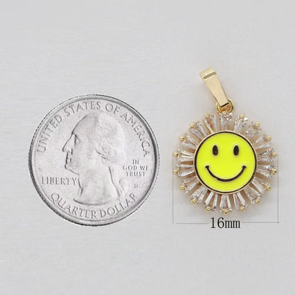 Round Smiley Face Charm Cubic Happy Face Pendant for Necklace Earring Component I-247 I-250 I-252 I-270 I-274