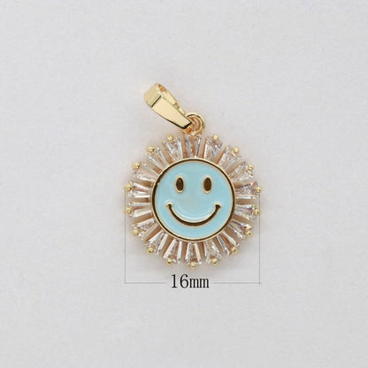 Round Smiley Face Charm Cubic Happy Face Pendant for Necklace Earring Component I-247 I-250 I-252 I-270 I-274