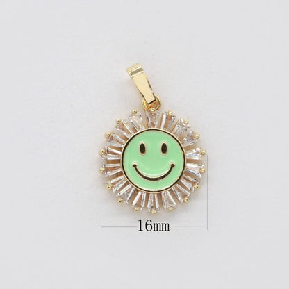 Round Smiley Face Charm Cubic Happy Face Pendant for Necklace Earring Component I-247 I-250 I-252 I-270 I-274