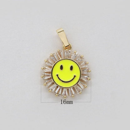 Round Smiley Face Charm Cubic Happy Face Pendant for Necklace Earring Component I-247 I-250 I-252 I-270 I-274