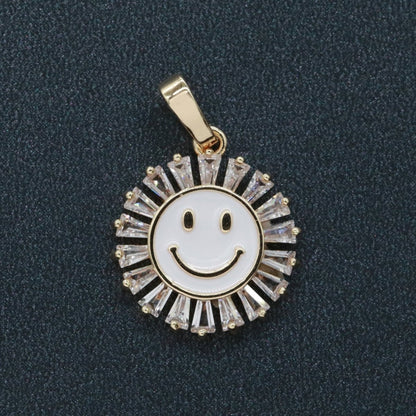 Round Smiley Face Charm Cubic Happy Face Pendant for Necklace Earring Component I-247 I-250 I-252 I-270 I-274