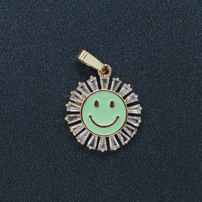 Round Smiley Face Charm Cubic Happy Face Pendant for Necklace Earring Component I-247 I-250 I-252 I-270 I-274