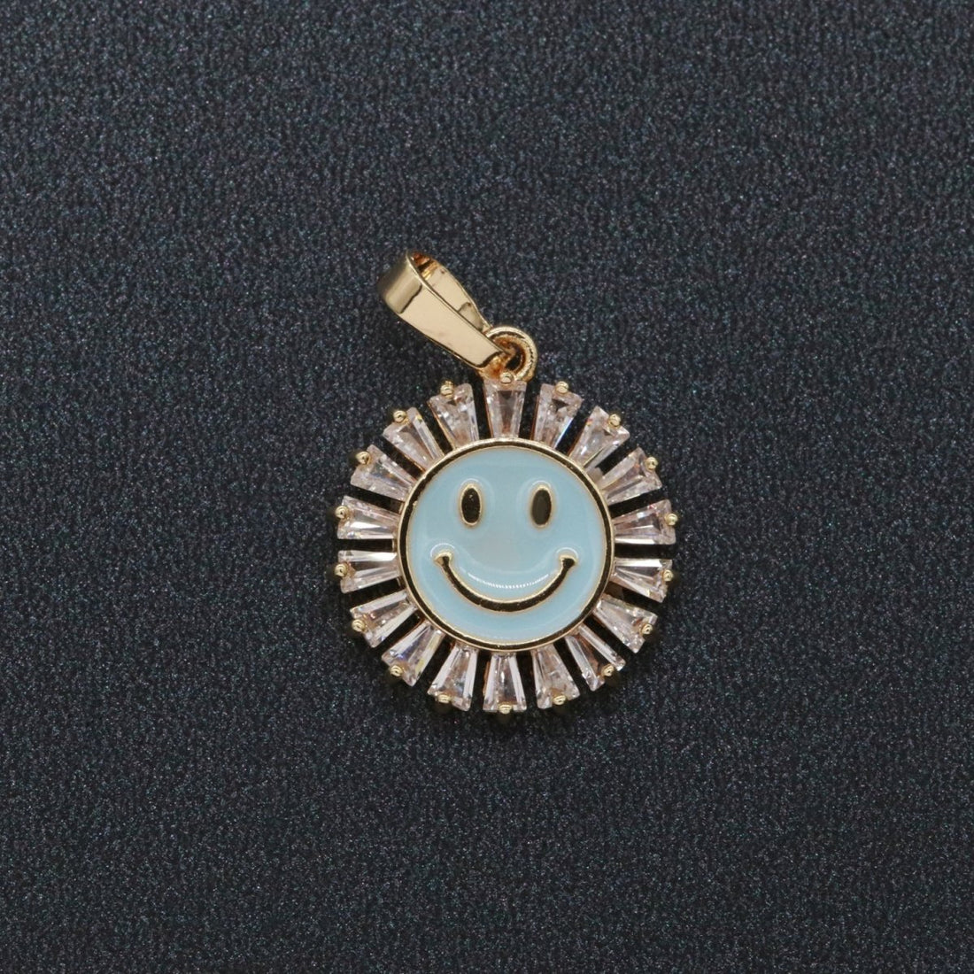 Round Smiley Face Charm Cubic Happy Face Pendant for Necklace Earring Component I-247 I-250 I-252 I-270 I-274