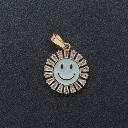 Round Smiley Face Charm Cubic Happy Face Pendant for Necklace Earring Component I-247 I-250 I-252 I-270 I-274