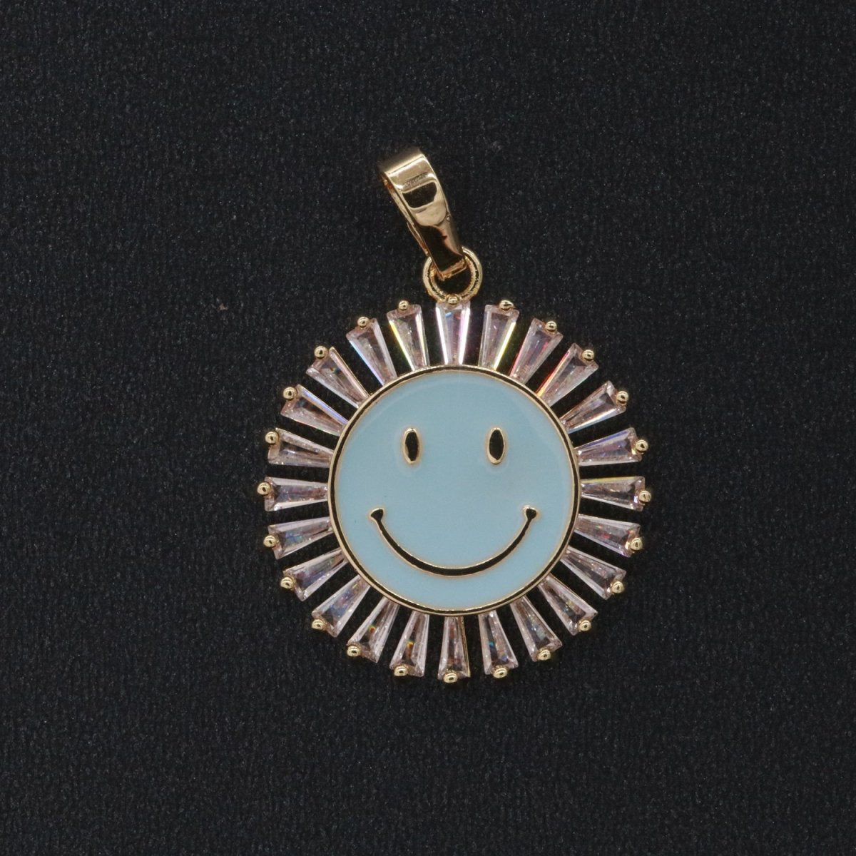 Round Smiley Face Charm Cubic Happy Face Pendant for Necklace Earring Component I-438 I-441 I-443