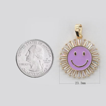 Round Smiley Face Charm Cubic Happy Face Pendant for Necklace Earring Component I-438 I-441 I-443