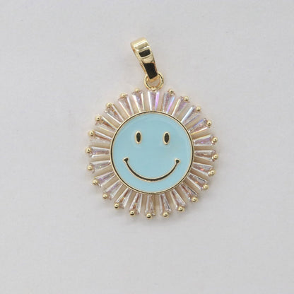 Round Smiley Face Charm Cubic Happy Face Pendant for Necklace Earring Component I-438 I-441 I-443