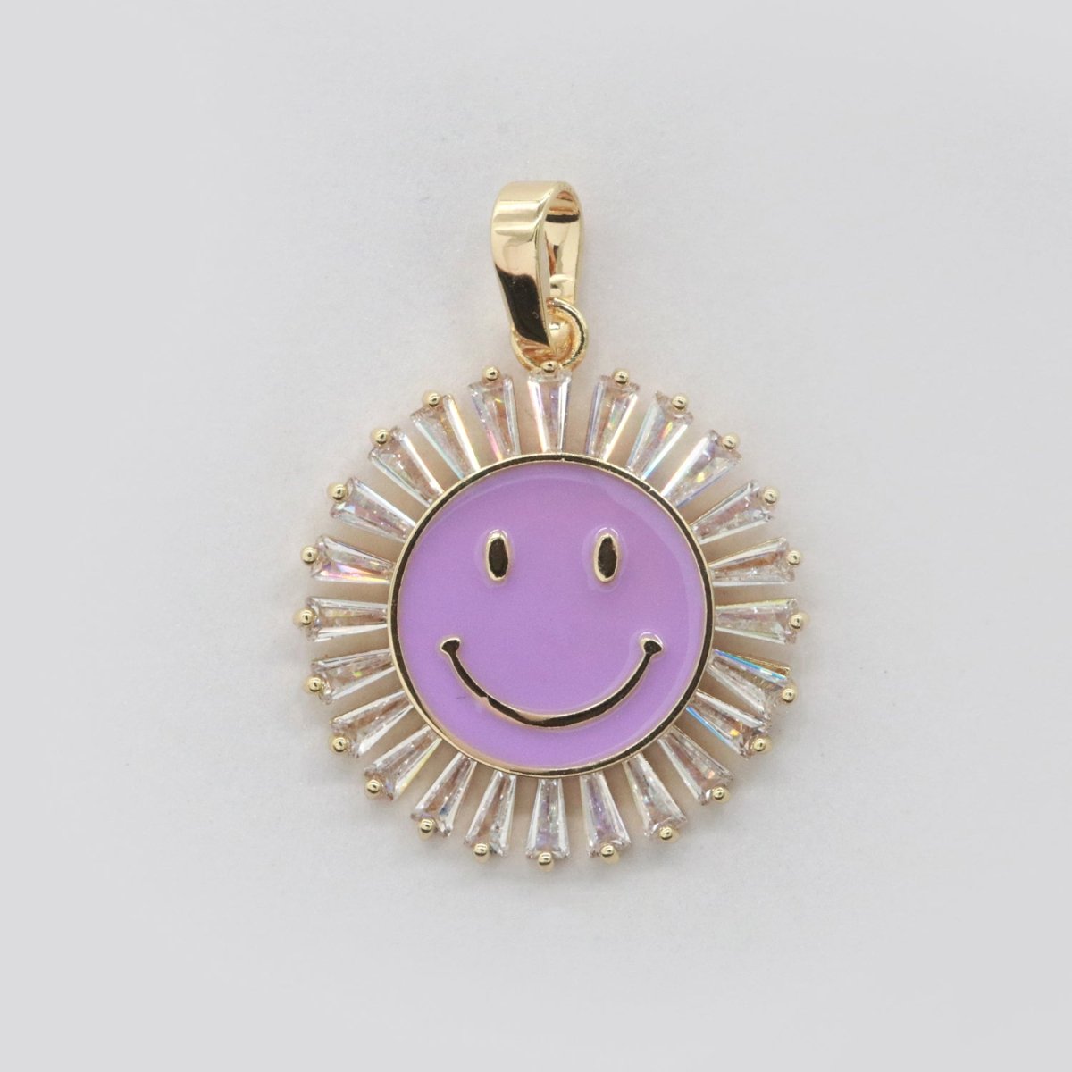 Round Smiley Face Charm Cubic Happy Face Pendant for Necklace Earring Component I-438 I-441 I-443
