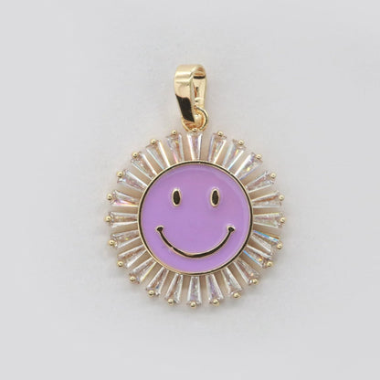 Round Smiley Face Charm Cubic Happy Face Pendant for Necklace Earring Component I-438 I-441 I-443