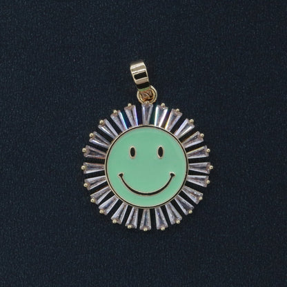 Round Smiley Face Charm Cubic Happy Face Pendant for Necklace Earring Component I-438 I-441 I-443