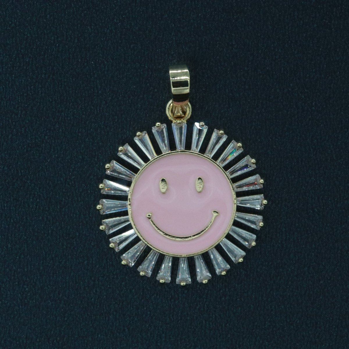 Round Smiley Face Charm Cubic Happy Face Pendant for Necklace Earring Component I-438 I-441 I-443